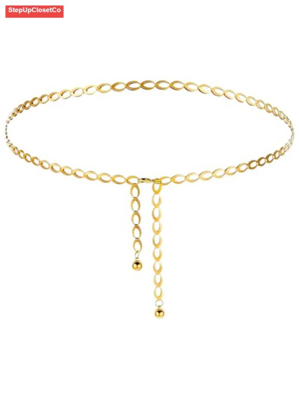 Adjustable Gold Waist Chain Belt for Women, Fashion Metal Dress Belts, Long